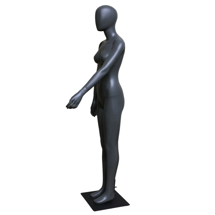 STB-6FE-DGR - 5 ft 11 in Dark Grey Simple standing Egg Head Female Mannequin