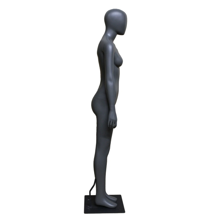 STB-6FE-DGR - 5 ft 11 in Dark Grey Simple standing Egg Head Female Mannequin