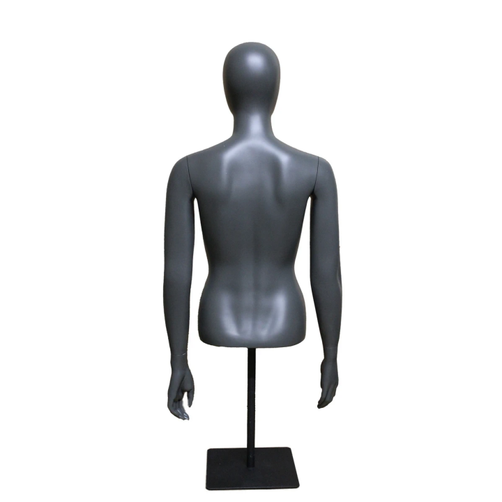 FT77E-DGR - 46 in Dark Grey Egg Head Female Torso mannequin with Arms and Base