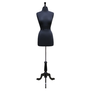B46-BK - Size 4/6 Black Jersey Female Dress form mannequin with Black tripod base