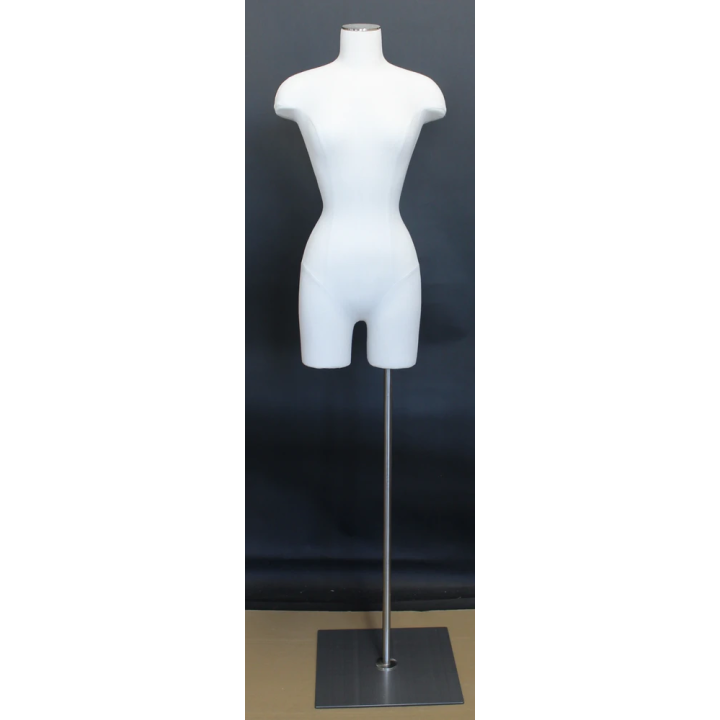 BF4-WM - Size 4/6 Off White Female 3Q Dress form mannequin Metal Base