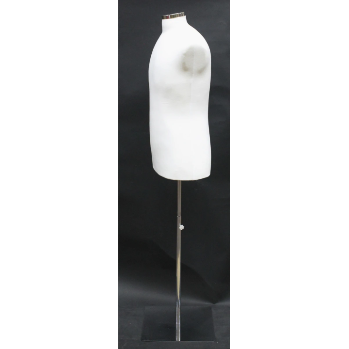 MDF61-WM - Size M White Male Dress form mannequin Metal Neck Base