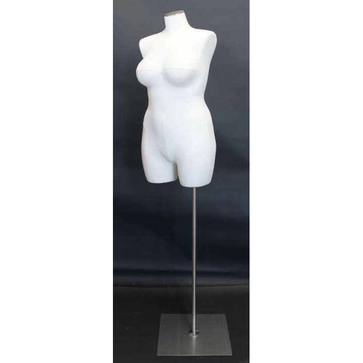 BF16-WM - Size 16/18 PLUS SIZE White Linen Female 3Q Dress form mannequin