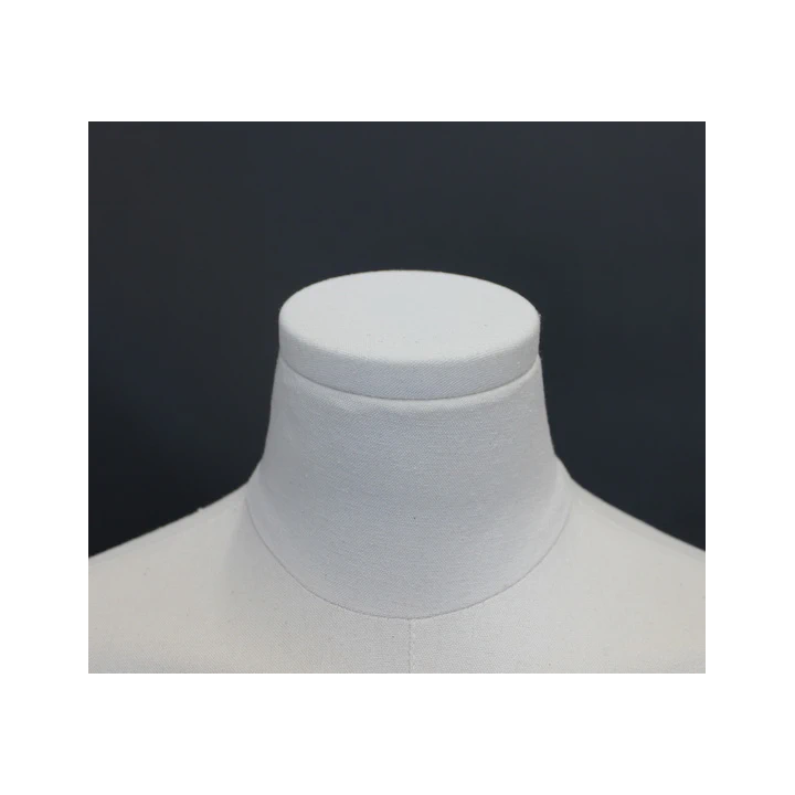 BFWH-2WM - White Linen Female 3Q Body mannequin wooden Arms 4 wheel Chrome base