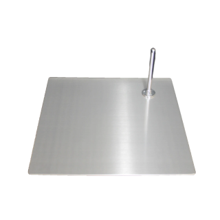 Satin Chrome finished 15x15 in Mannequin Metal base with foot rod