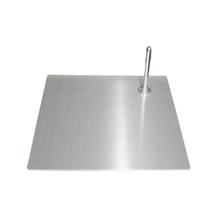 Satin Chrome finished 15x15 in Mannequin Metal base with foot rod