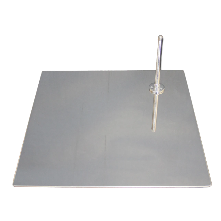 Chrome finished 15x15 in Mannequin Metal base with foot rod