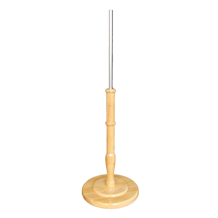 Natural Wooden Round Base with Metal Pole for Dress Form