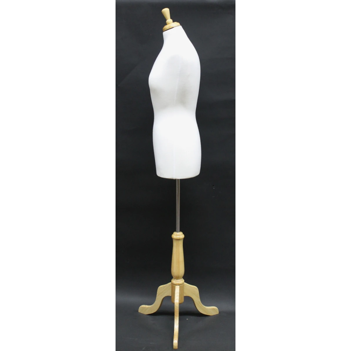 B68W-FR - Size 8/10 Quality Female Dress form mannequin with wooden tripod base