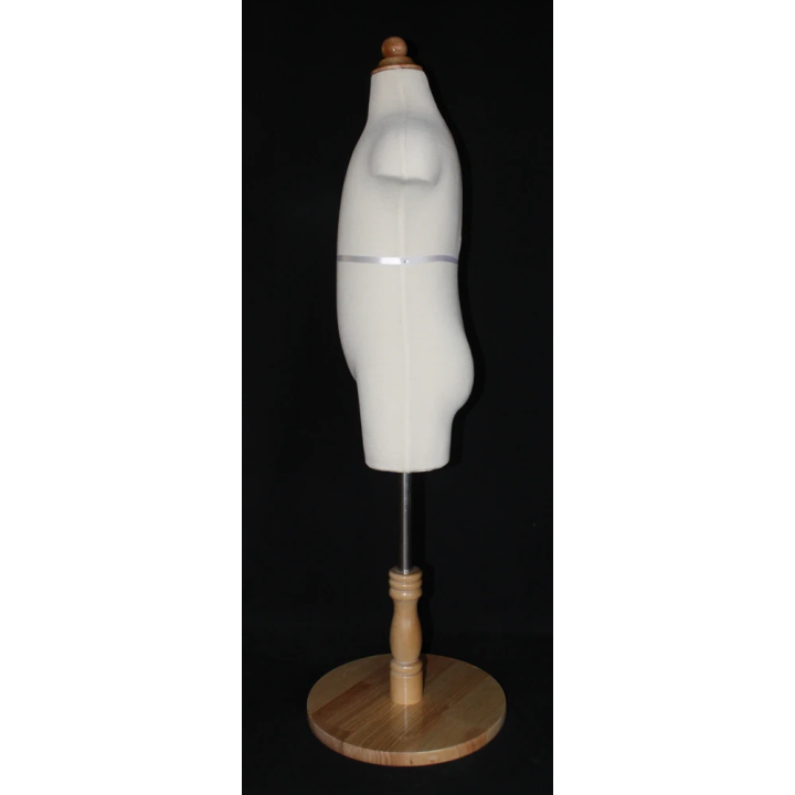 KID-KF5 - 6~7 year Child Body Form Mannequin with Wooden Base -Cream White Jersey covered
