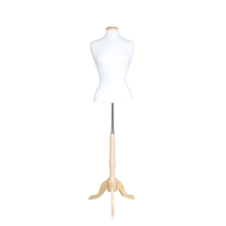 B7W-NF - Size 6/8 Female Blouse Dress form mannequin wooden tripod base