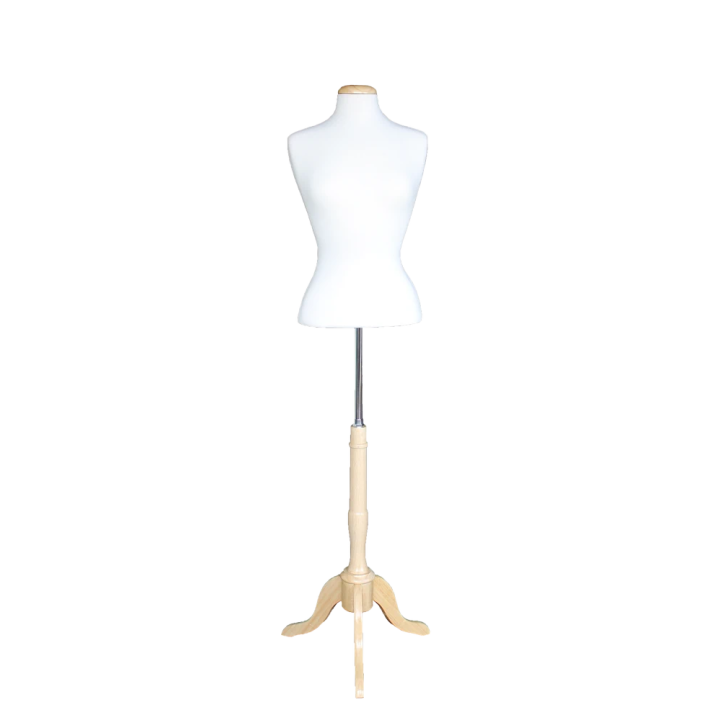 B7W-NF - Size 6/8 Female Blouse Dress form mannequin wooden tripod base
