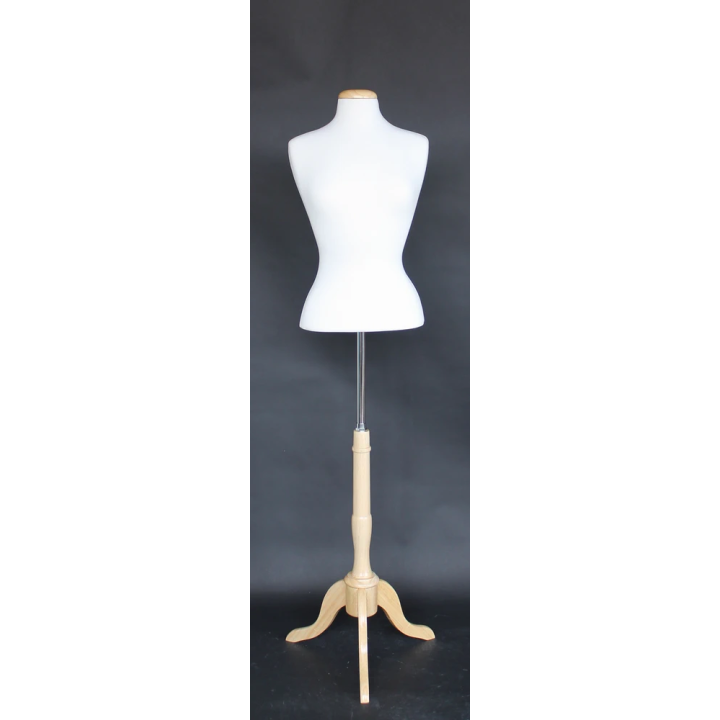 B7W-NF - Size 6/8 Female Blouse Dress form mannequin wooden tripod base
