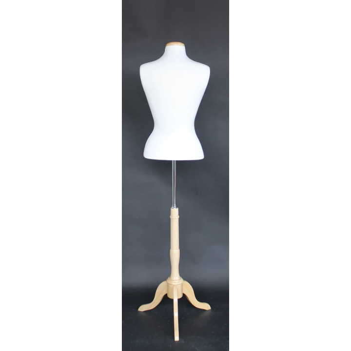 B7W-NF - Size 6/8 Female Blouse Dress form mannequin wooden tripod base