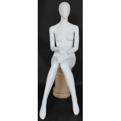 Headless Crosse Leg Sitting Female Mannequin Matte White STW049-WT