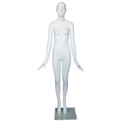 Matte Silver Egg Head Standing Female Mannequin -SFW43E-ST