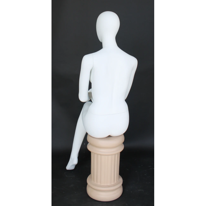 Relaxed Poise Sitting Female Mannequin Egg Head in Matte white SFW42E-WT