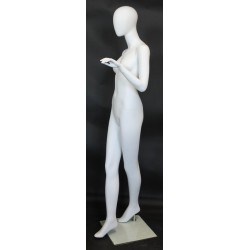 used 6 ft 2 in Male Mannequin Egg head Matte white -SFM64E-WT