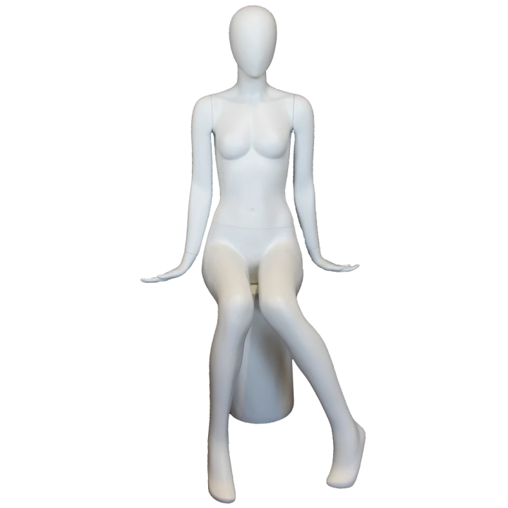Modern Symmetry LUXE Sitting Female Mannequin Egg head Matte White -SFW98E-WT