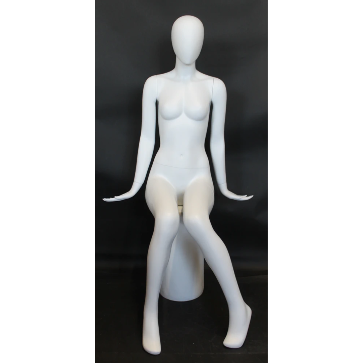 Modern Symmetry LUXE Sitting Female Mannequin Egg head Matte White -SFW98E-WT