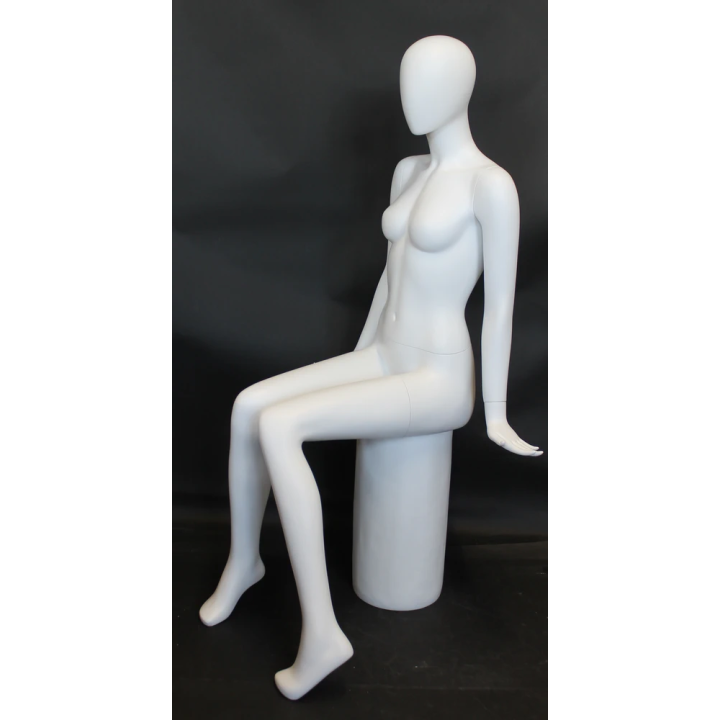 Modern Symmetry LUXE Sitting Female Mannequin Egg head Matte White -SFW98E-WT