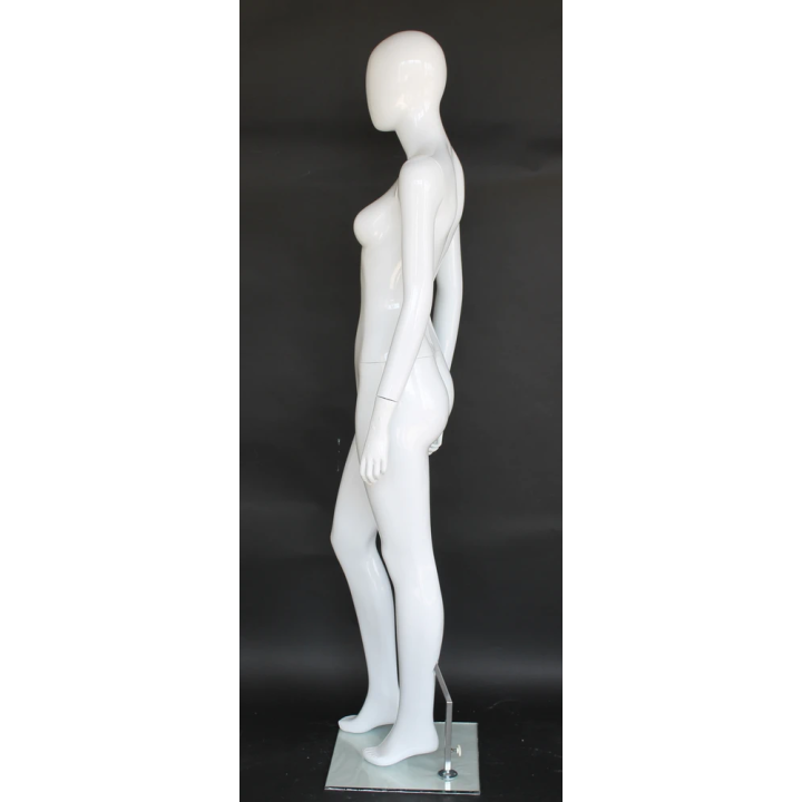 Glossy White Female Mannequin in Sophisticated Lean pose-SFW82E-GW