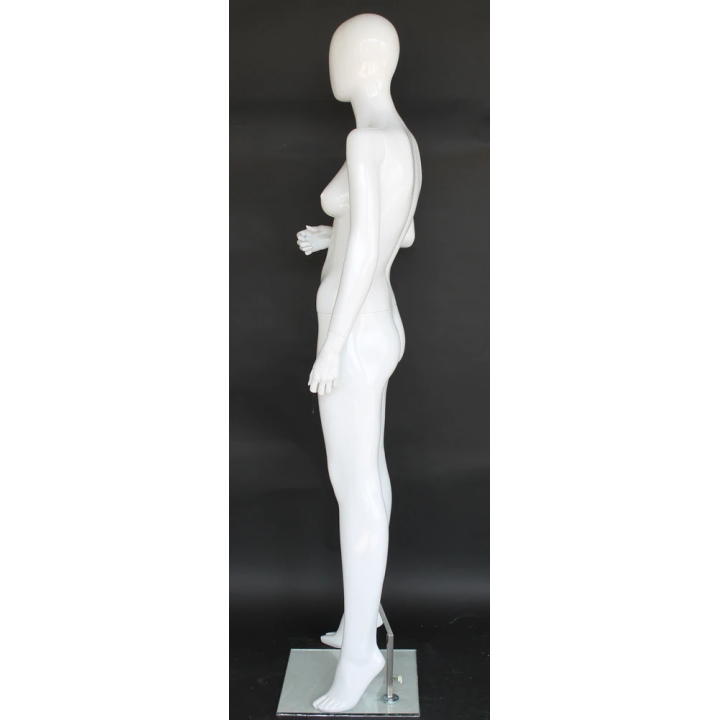 Glossy White Female Mannequin Forward Facing with Bent Right Arm-SFW84E-GW