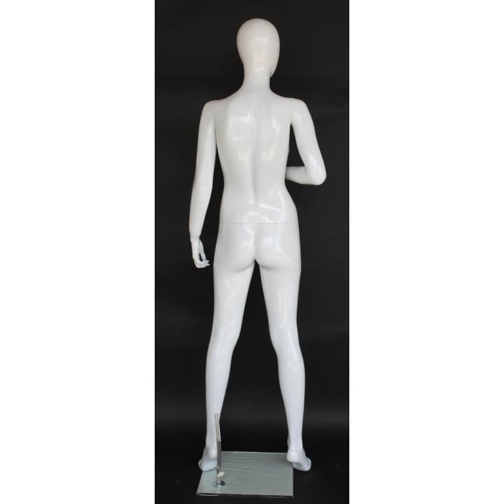 Glossy White Female Mannequin Forward Facing with Bent Right Arm-SFW84E-GW
