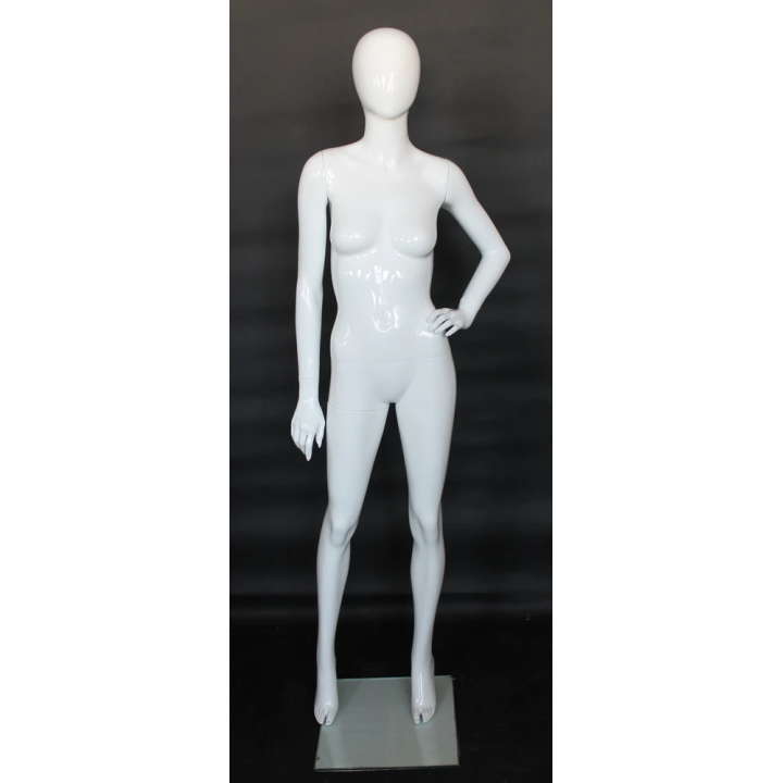 Glossy White Female Mannequin in Hand-on-Hip "Couture" Pose-SFW87E-GW