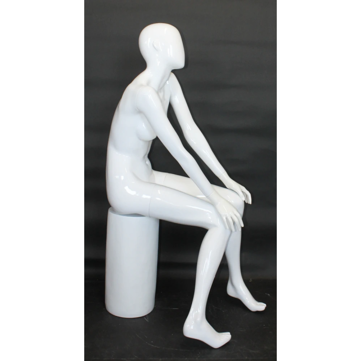 Glossy White Relaxed Muse Seated Female Mannequin -SFW90E-GW