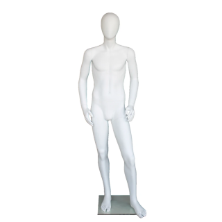 5 ft 7 in Tall Male Mannequin Egg head Matte white -CB19E-WT