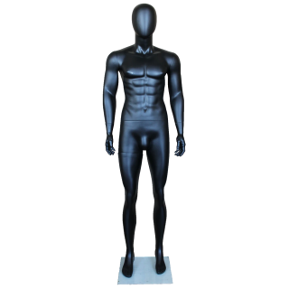 SFM29E-MB - 6'1" Athletic Egg Head Male Mannequin - Matte Black