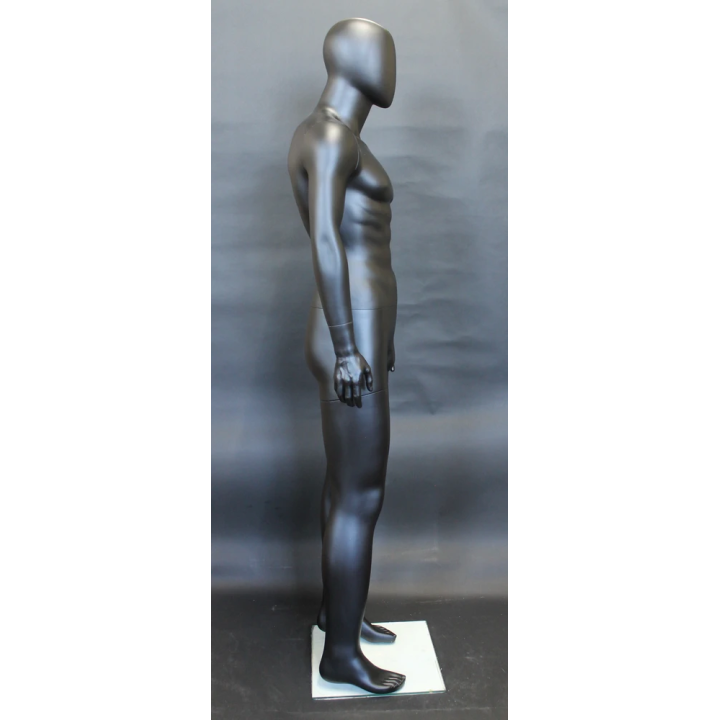 SFM29E-MB - 6'1" Athletic Egg Head Male Mannequin - Matte Black