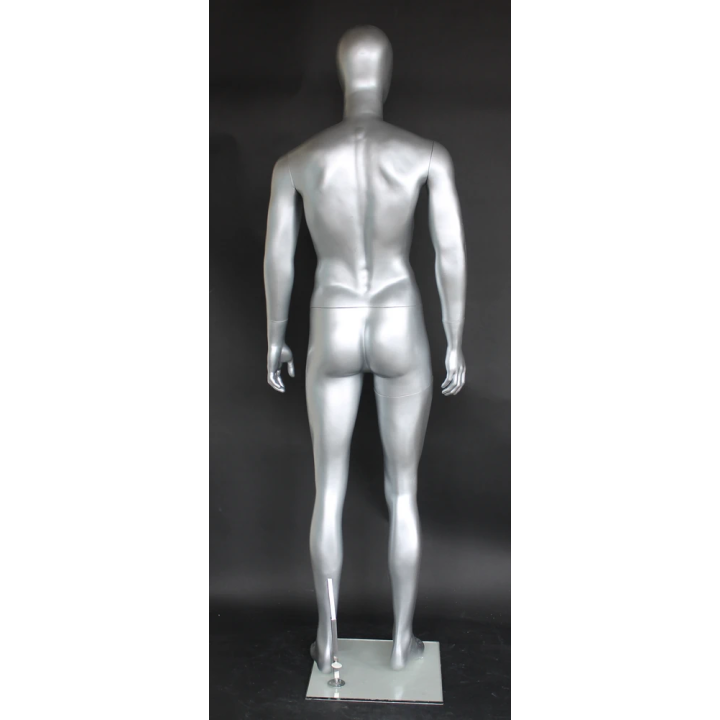 SFM29E-ST - 6'1"  Abstract Head Muscular Male Mannequin - Matte Silver