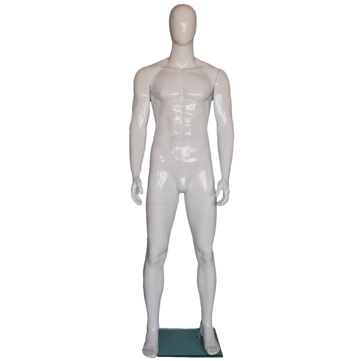 SFM51E-GW -  Glossy white 6 ft 3 in Male Mannequin Egg head Muscular Body