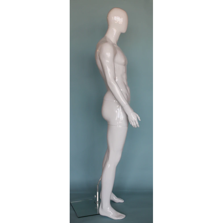 SFM51E-GW -  Glossy white 6 ft 3 in Male Mannequin Egg head Muscular Body