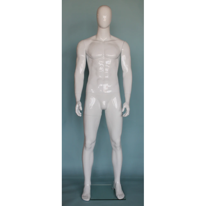 SFM51E-GW -  Glossy white 6 ft 3 in Male Mannequin Egg head Muscular Body