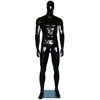 SFM51E-HB - 6 ft 3 in Glossy Black Male Mannequin Egg head in Straight-on pose