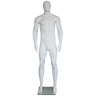 SFM52E-WT - 6 ft 4 in  Muscular Body Male Mannequin Egg head Matte white -