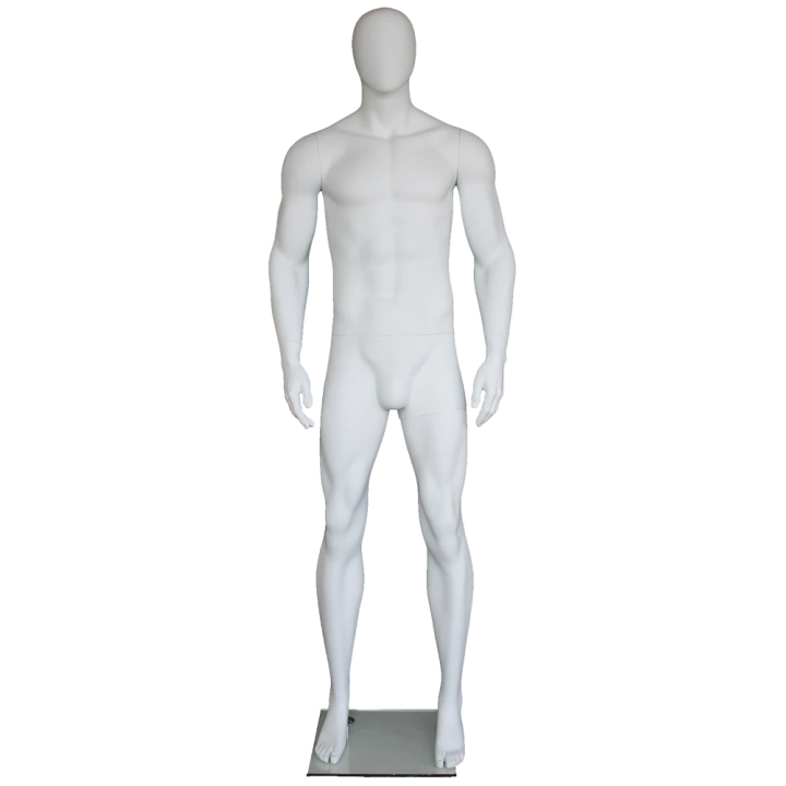 SFM52E-WT - 6 ft 4 in  Muscular Body Male Mannequin Egg head Matte white -