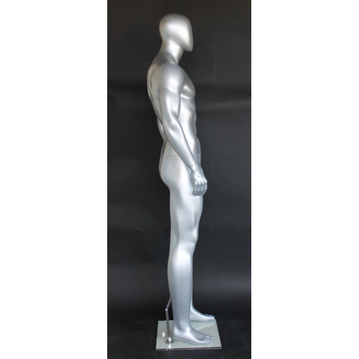 SFM52E-ST - 6 ft 4 in Athletic Matte Silver Egg head Male Mannequin