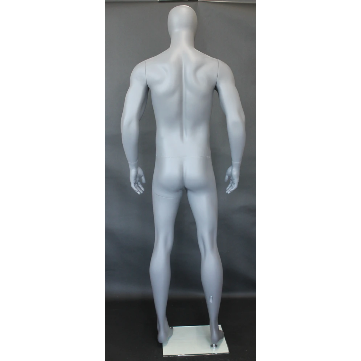 SFM52E-Grey - 6 ft 4 in Athletic Matte Grey Egg head Football Male Mannequin