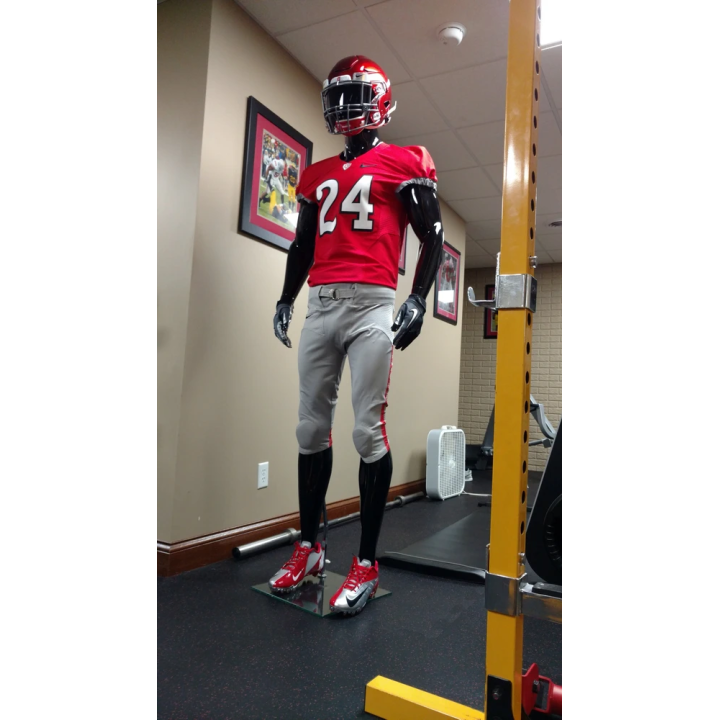 SFM52E-HB - 6 ft 4 in Glossy Black Muscular Egg Head Football Male Mannequin