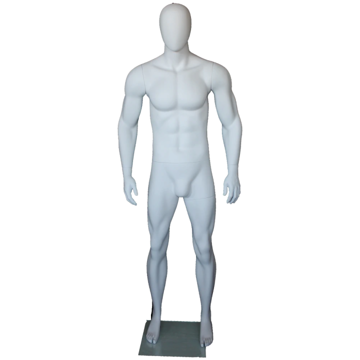 SFM53E-WT - 6 ft 2 in Athletic Male Mannequin Egg head Matte white