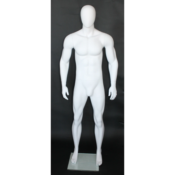 SFM53E-WT - 6 ft 2 in Athletic Male Mannequin Egg head Matte white