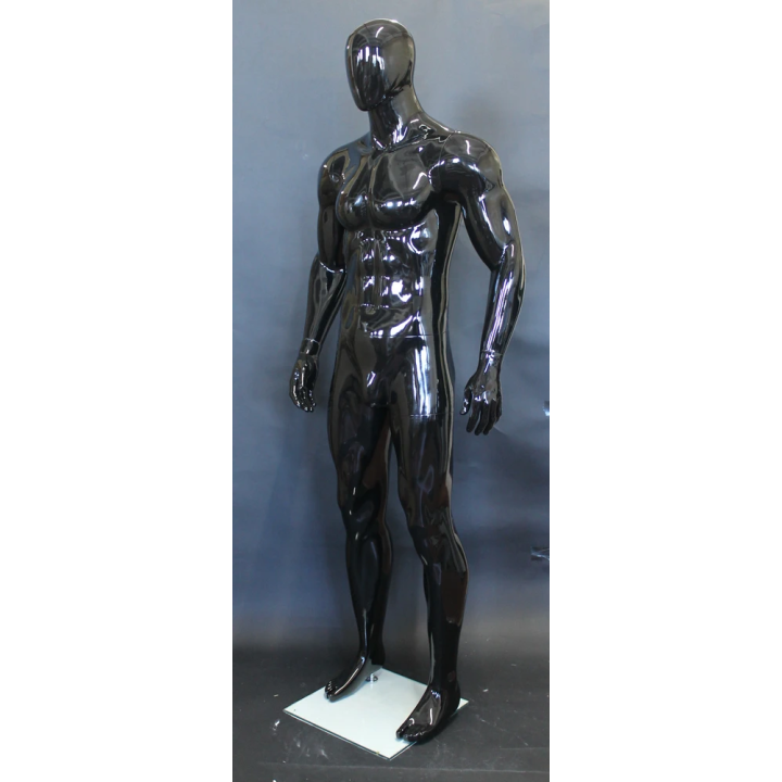 SFM53E-HB - 6 ft 2 in Athletic Glossy Black Egg Head Male Mannequin
