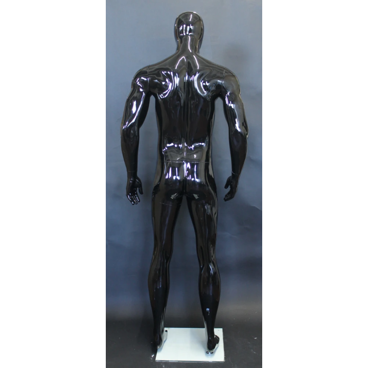 SFM53E-HB - 6 ft 2 in Athletic Glossy Black Egg Head Male Mannequin