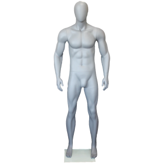 SFM53E-Grey - 6 ft 2 in Muscular Body Male Mannequin Egg head Matte Grey -