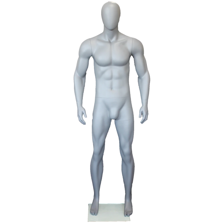 SFM53E-Grey - 6 ft 2 in Muscular Body Male Mannequin Egg head Matte Grey -