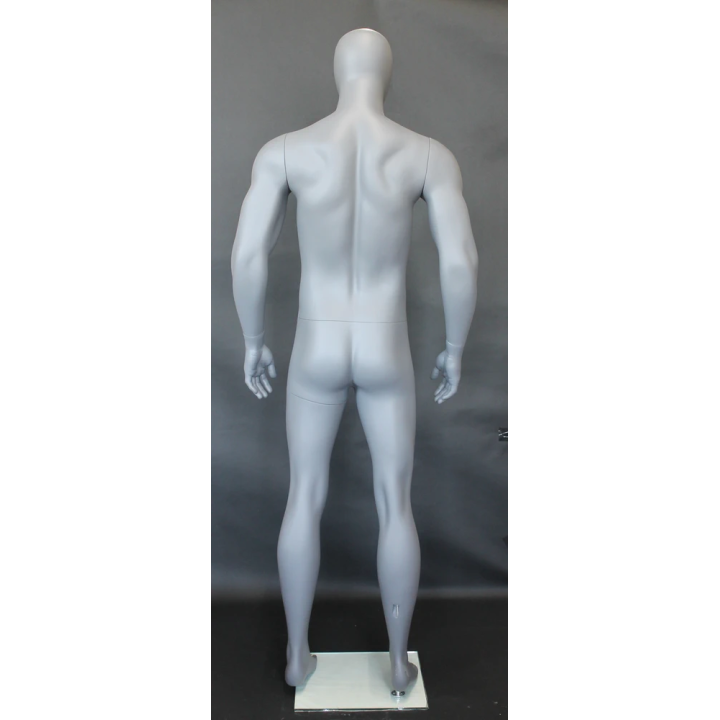SFM53E-Grey - 6 ft 2 in Muscular Body Male Mannequin Egg head Matte Grey -